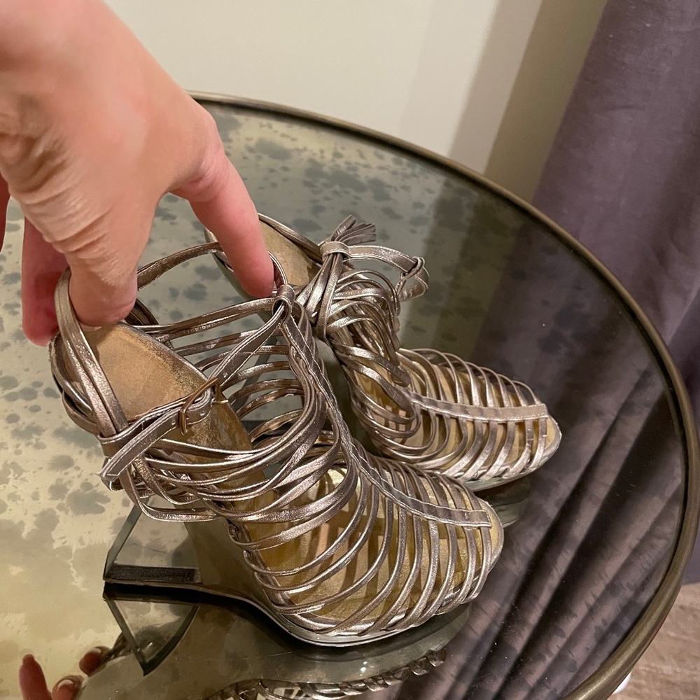 Salvatore Ferragamo Gold Pumps